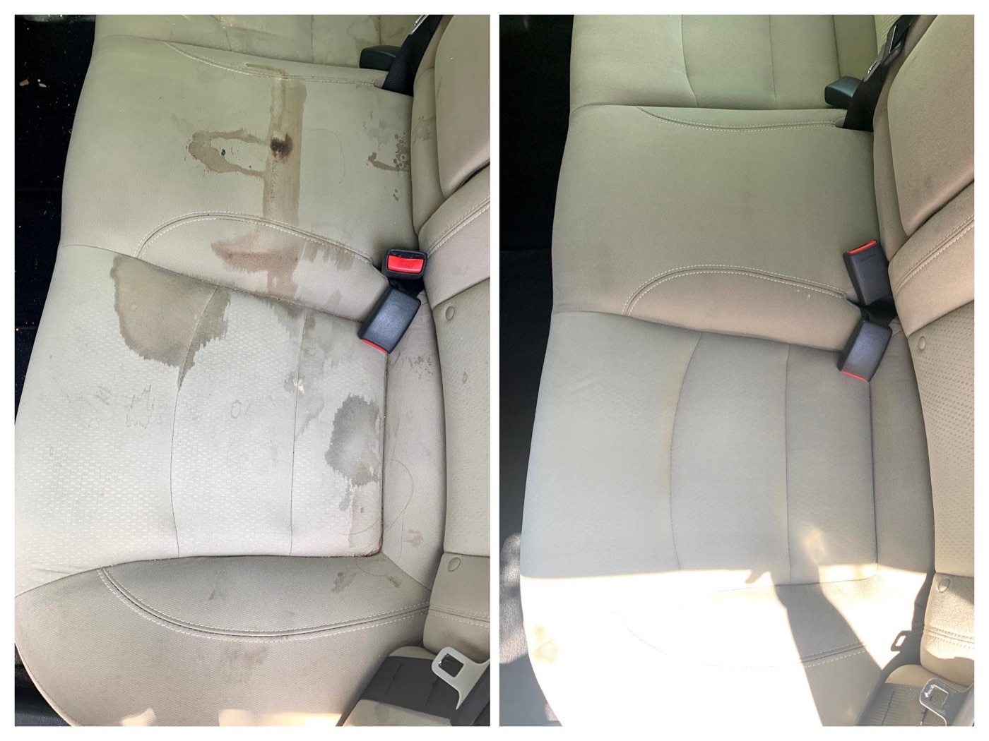 Before and After Interior Car Seat Stain Removal in Meridian, ID